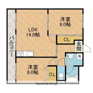 メゾンソレイユ2号館【2階】の間取り