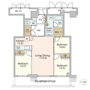 ジオタワー高槻ミューズガーデン【27階】の間取り