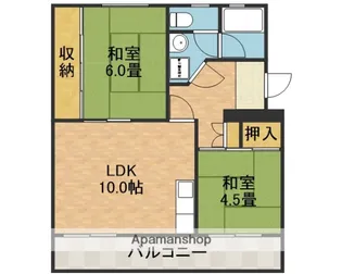 富田第二住宅62棟【5階】の間取り