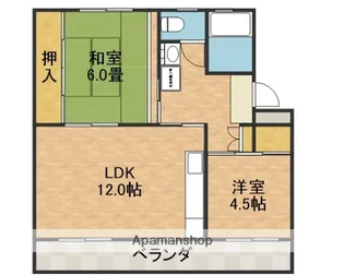 富田第二住宅 71号棟【4階】の間取り