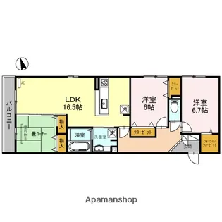 BELLE CEREZO古曽部【2階】の間取り