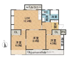 水無瀬青葉ハイツ3号棟【504号室】の間取り