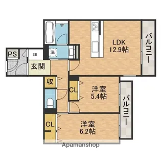エス・メゾンE棟【4階】の間取り