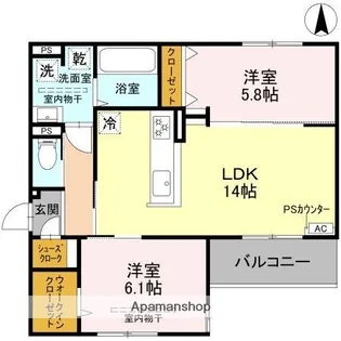 D-residence下田部B【2階】の間取り