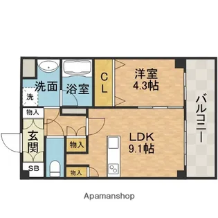 山崎マンション13【6階】の間取り