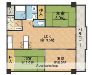 ヌーヴェレール南茨木Ⅱ【6階】の間取り