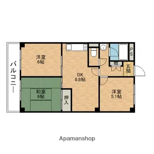 天王タウンハイツ【3階】の間取り