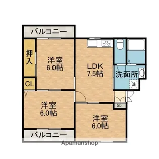 プラスコート南耳原【1階】の間取り