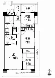コスモ茨木上穂積【3階】の間取り