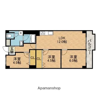 茨木グランドハイツ【3階】の間取り