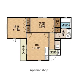 セヴェル春日丘【1階】の間取り