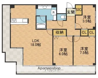 ロイヤル南茨木【3階】の間取り
