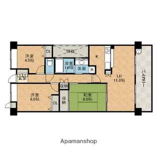 春日丘フラッグス【1階】の間取り
