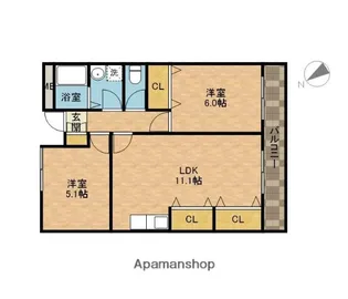 エクセル舞音【1階】の間取り