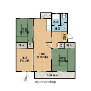 郡山団地A12棟【5階】の間取り