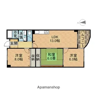 ウイングビュー鮎川【3階】の間取り