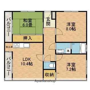 千里月見ヶ丘ハイツG棟【2階】の間取り