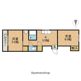 上穂ハイツ【2階】の間取り