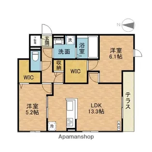 AZUR上中条(アジュールカミチュウジョウ)【1階】の間取り