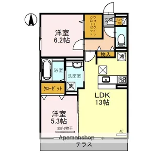 FLAIR・総持寺【1階】の間取り