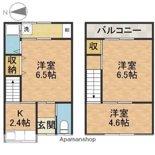 大阪府茨木市中津町【テラスハウス】の間取り