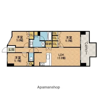 グランドパレス彩都あさぎ【10階】の間取り