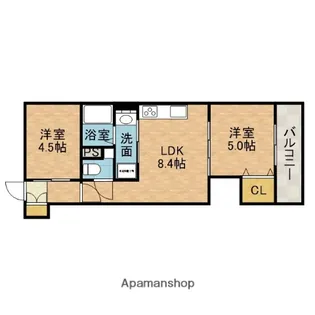 クリエオーレ一津屋Ⅱ【3階】の間取り