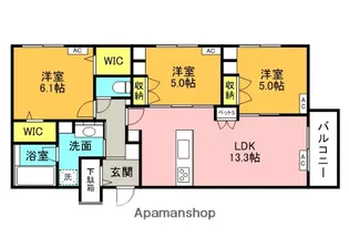 ミアーナ・スプリング【3階】の間取り