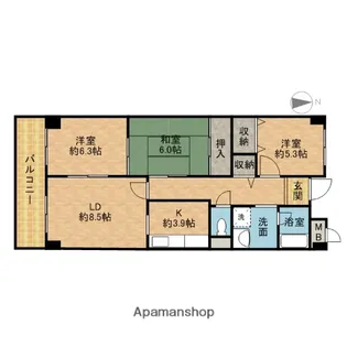 イリス南茨木【5階】の間取り