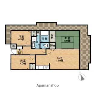 エクセラージュ茨木南【6階】の間取り