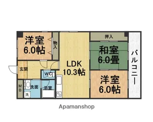 大阪府豊中市上新田2丁目【マンション】の間取り