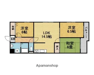 グランドハイツ豊中【303号室】の間取り
