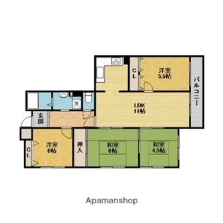 グランドハイツ豊中【302号室】の間取り