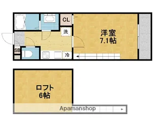 ALPHA STAGE APM【106号室】の間取り