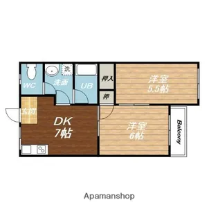 メゾン北桜塚【2B号室】の間取り