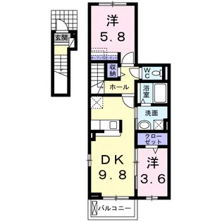 クレール宝塚【2階】の間取り