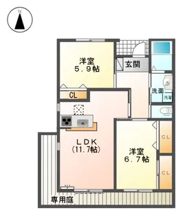 ピラ・ハーツ【102号室】の間取り