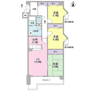 ルミエール桜ヶ丘【201号室】の間取り