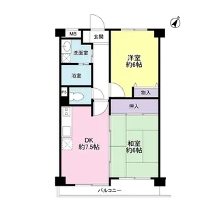 2DKの間取り画像