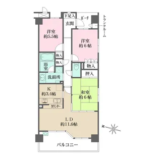 豊中夕日丘ホームズ【204号室】の間取り