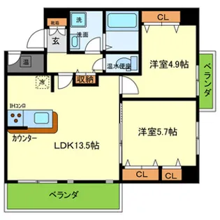 CRYSTA荒牧【4階】の間取り