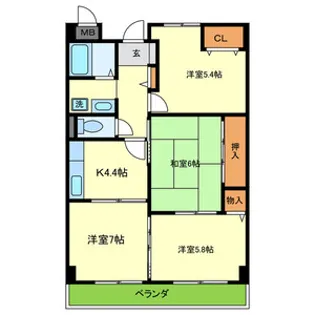 ルシェール立花【3階】の間取り
