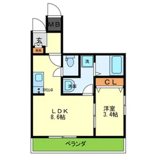 ONLYONE宝塚【2階】の間取り