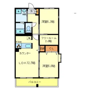 アビタシオンデュプルミエ【2階】の間取り