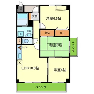 エーデル雲雀丘三番館【3階】の間取り