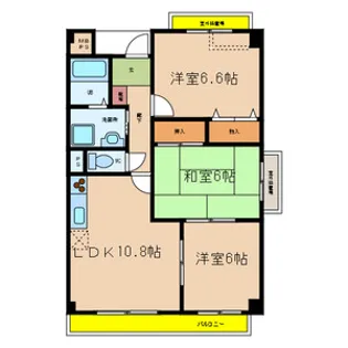 エーデル雲雀丘三番館【3階】の間取り