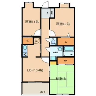 エーデル雲雀丘二番館【2階】の間取り