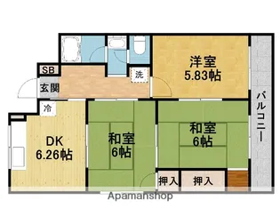 笹部ハイツ【3階】の間取り