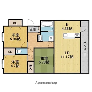 ウイング旭ヶ丘【4階】の間取り