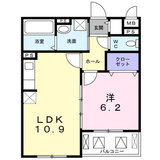 ヴィリダーリウム 上山手【2階】の間取り